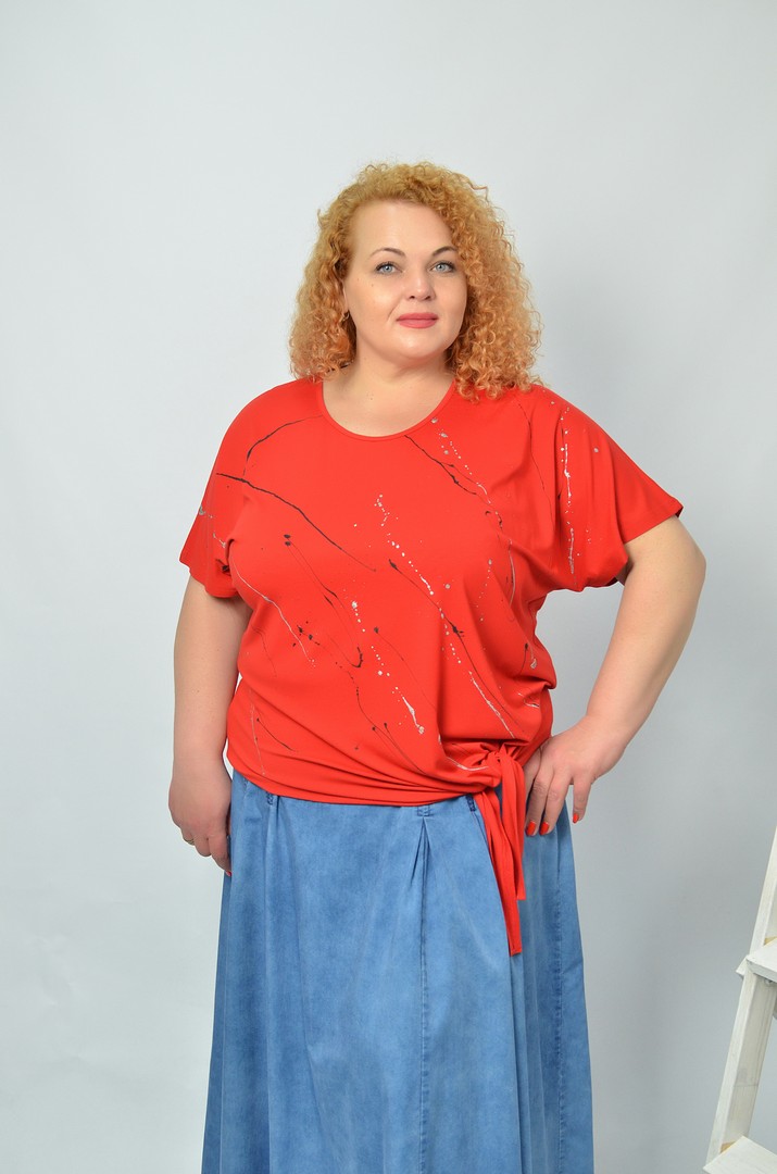 Блуза коротка трикотажна супер батал