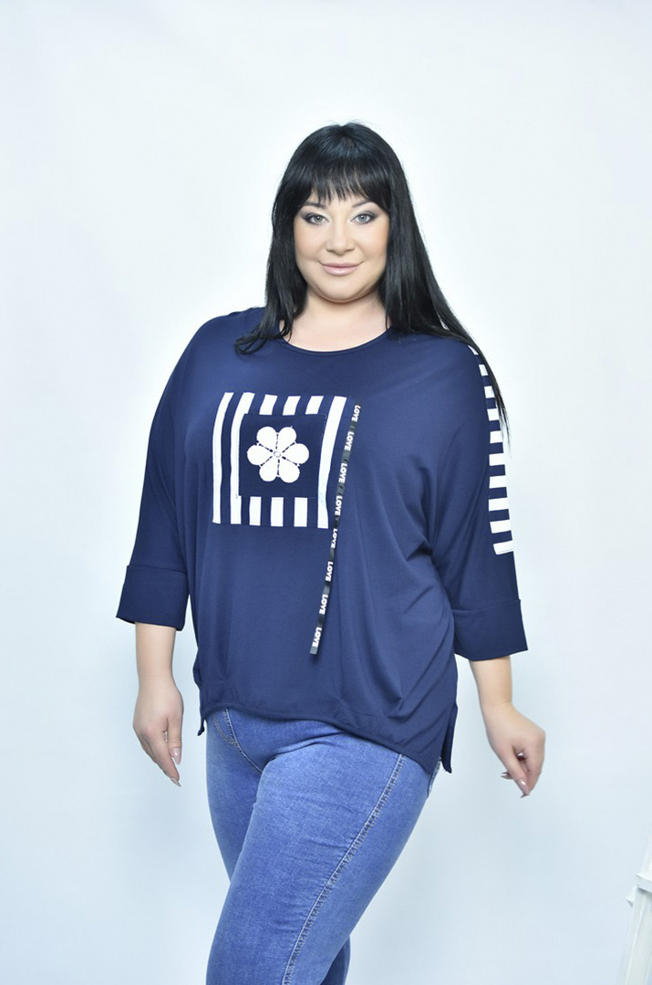 Блуза трикотажна з принтом супер батал