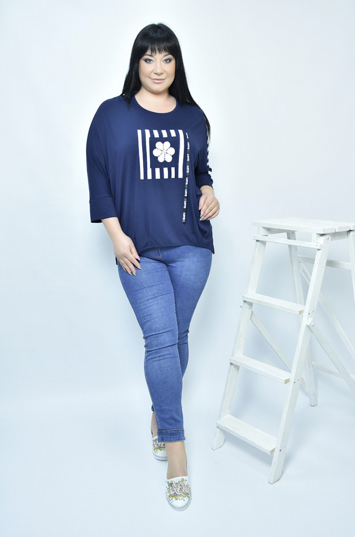 Блуза трикотажна з принтом супер батал