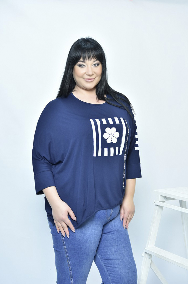 Блуза трикотажна з принтом супер батал