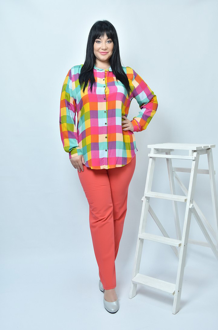 Туніка коротка сорочка в клетку супер батал