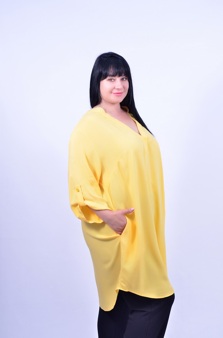 Подовжена туніка з кишенями батал