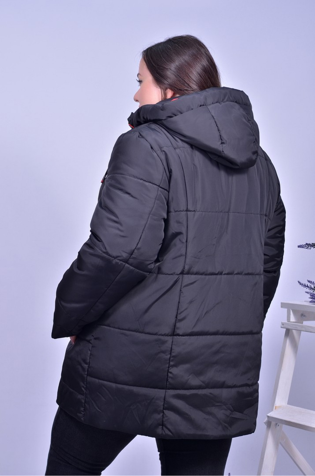 Зимняя удлиненная куртка прямого покроя супер батал