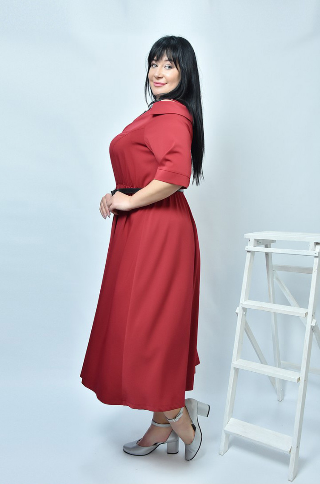Сарафан-сукня з поясом батал