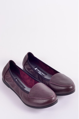 Кожаные балетки в цвете бордо больших размеров
