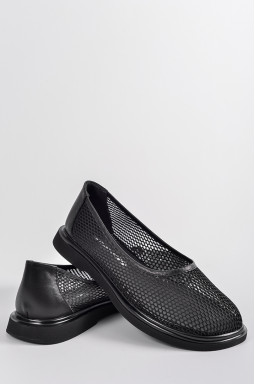 Балетки черного цвета с фактурной сеткой больших размеров