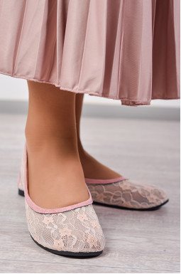 Балетки з мереживним верхом у ніжних тонах великих розмірів