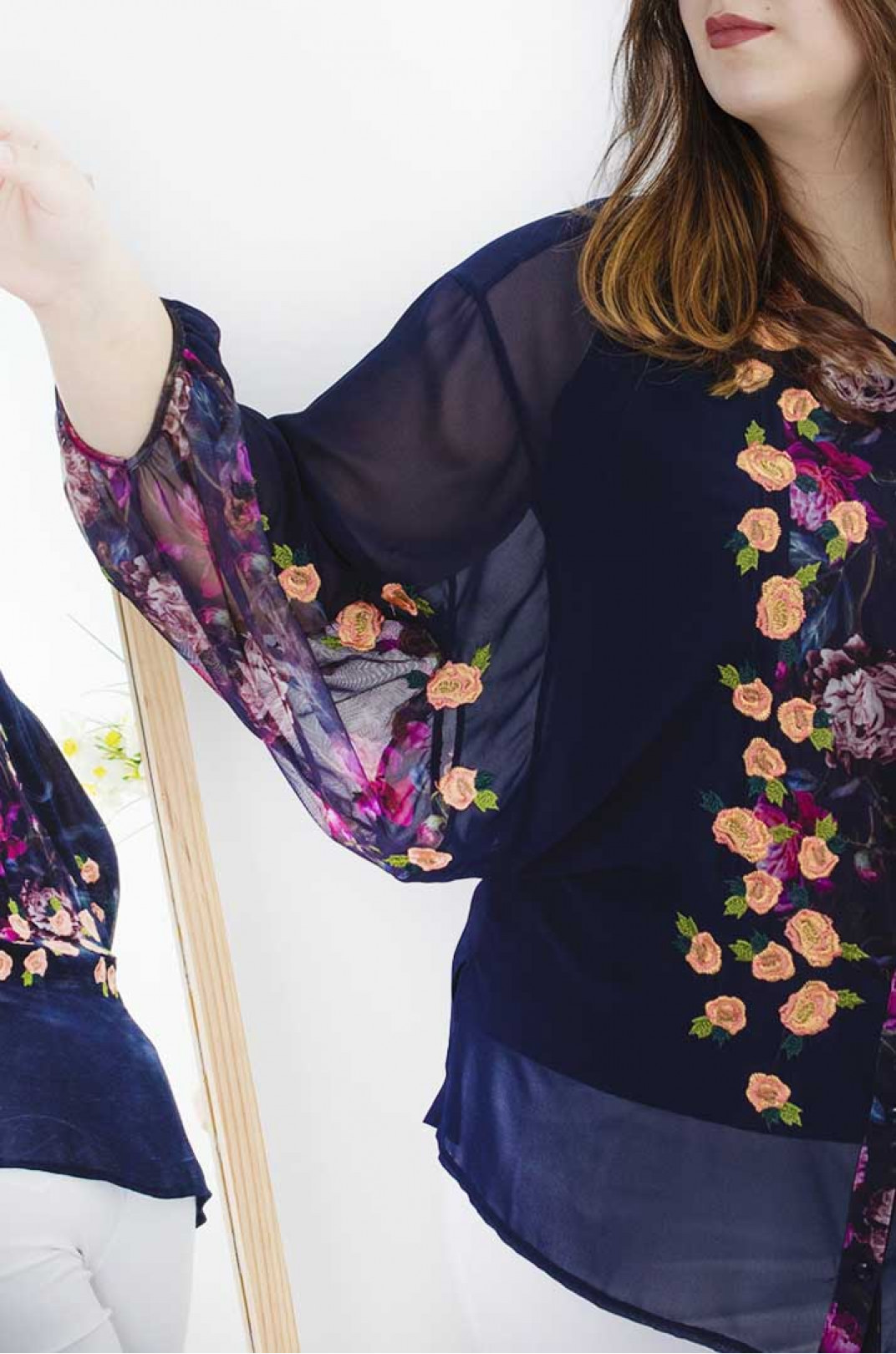 Блуза-двійка довга з квітами