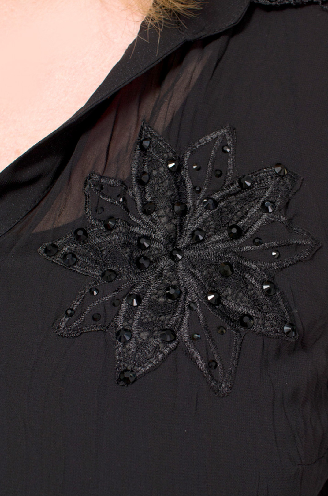 Шифонова блуза-двійка з декором супер батал