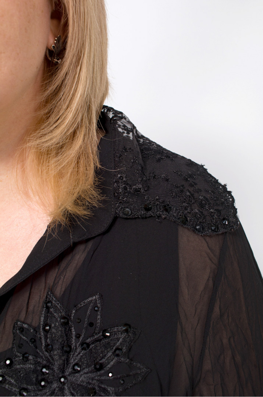 Шифонова блуза-двійка з декором супер батал