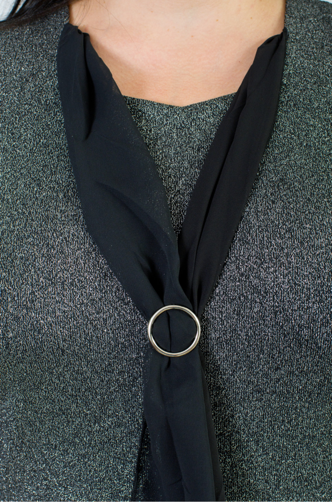 Блуза люрексова з рукавами із сітки супер батал