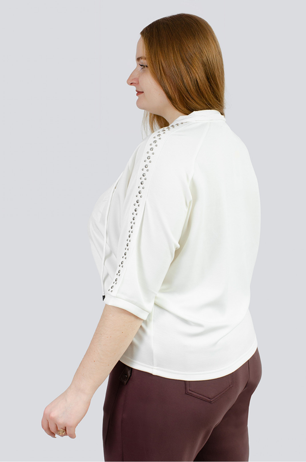 Блуза трикотажна з декором великих розмірів