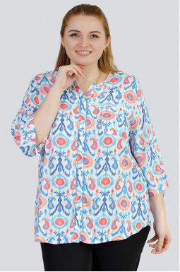 Блуза в цветной принт больших размеров