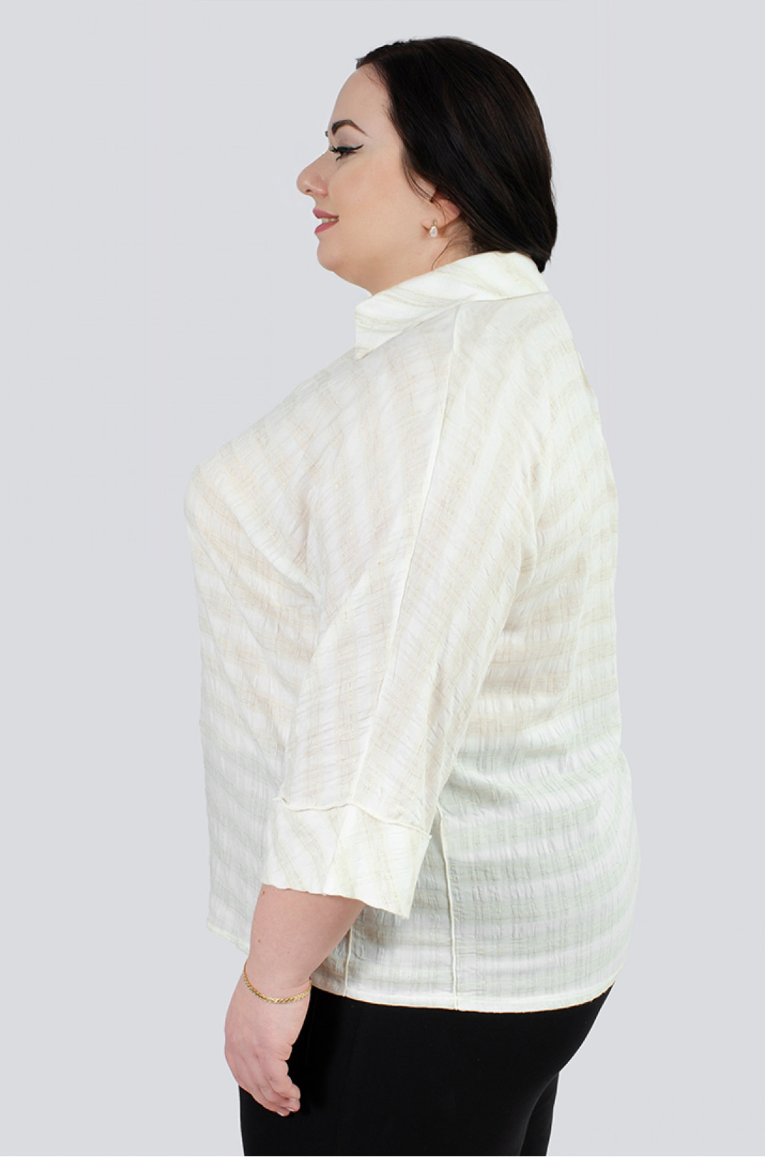 Нежная кремовая блуза с декором больших размеров