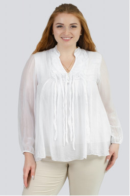 Шифонова блуза з рюшами великих розмірів