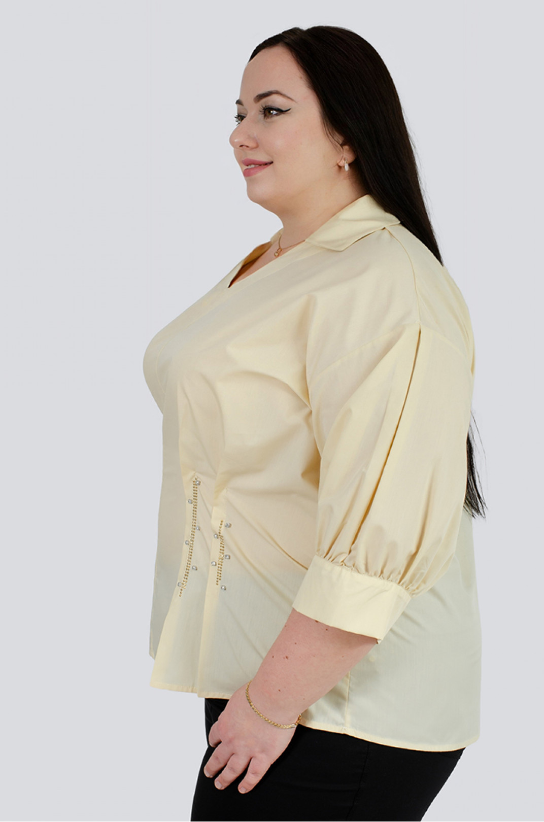 Блуза котонова з декором великих розмірів