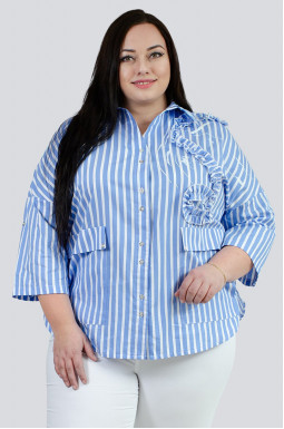 Блуза в смужку з декором великих розмірів