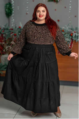 Леопардова блуза з прикрасою великих розмірів