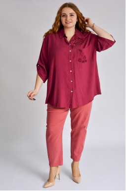 Блуза лляна з витинанкою великих розмірів