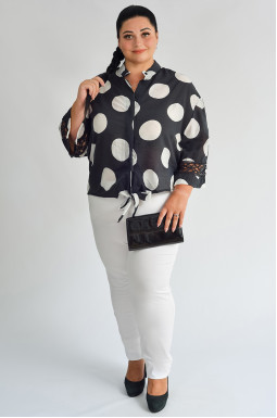Блуза коротка в горох великих розмірів