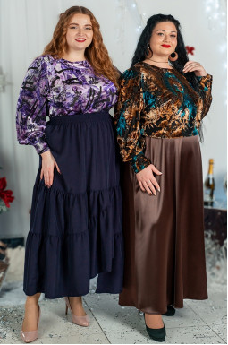 Велюрова блуза з абстрактним візерунком великих розмірів