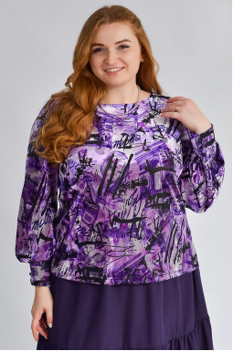 Велюровая блуза с абстрактным узором больших размеров