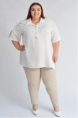 Блуза с декоративной аппликацией и бусинами больших размеров