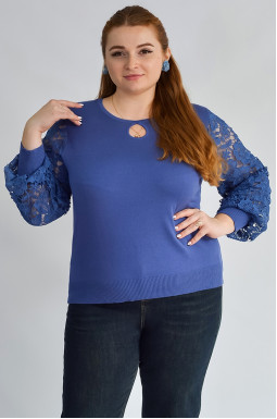 Блуза с кружевом и декоративной «капелькой» больших размеров