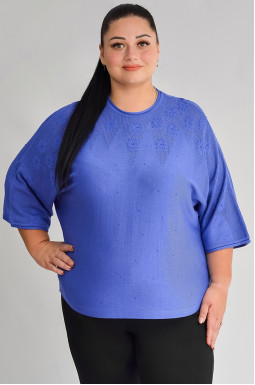 Блуза з дрібною в’язкою і квітковим візерунком великих розмірів