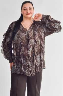 Элегантная блуза с декоративными рюшами больших размеров