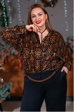 Стильна блуза з віскозного шовку з квітковим принтом великих розмірів