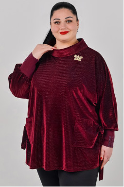 Блуза с боковыми завязками и декоративным украшением больших размеров