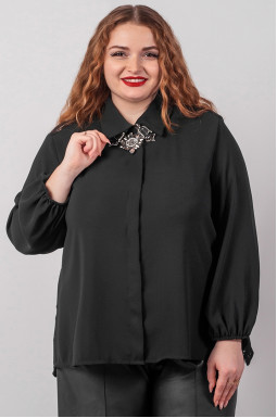 Елегантна чорна блуза з фактурним мереживом великих розмірів