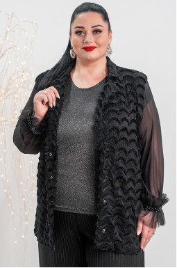 Блуза з гіпюровим візерунком і декоративними деталями великих розмірів