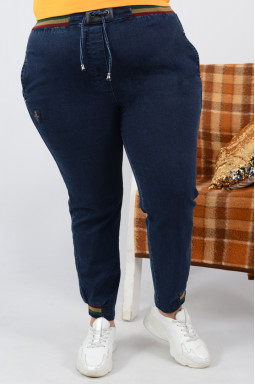 Удобные джинсы со шнуровкой на резинке супер батал