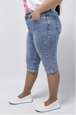 Капри джинсовые с отворотом супер батал