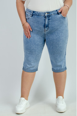 Капри джинсовые с блестками больших размеров