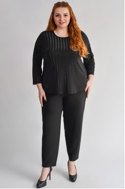 Чорні завужені брюки з акцентами по боках великих розмірів