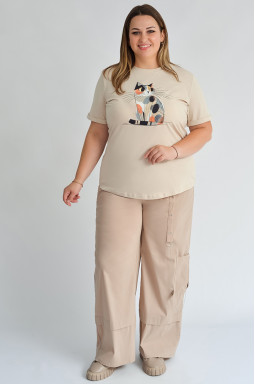 Брюки з люверсами та ланцюжком великих розмірів