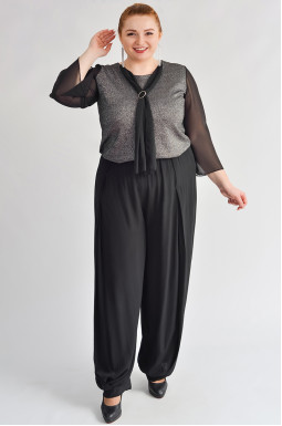 Широкі брюки в чорному кольорі з манжетами великих розмірів