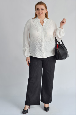 Широкі брюки з декоративним фіксатором на поясі великих розмірів