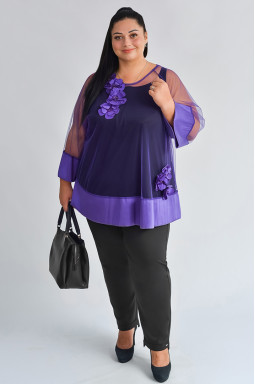 Брюки 7/8 черного цвета с минималистичным дизайном больших размеров