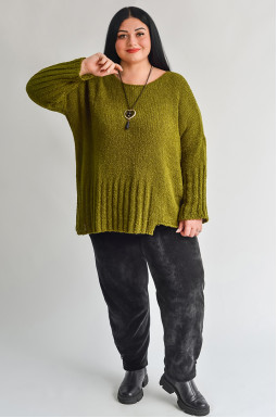 Брюки вельветові 7/8 з еластичним поясом великих розмірів