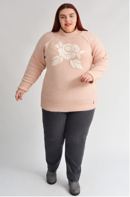 Кашемірові брюки 7/8 з вставками з екошкіри великих розмірів