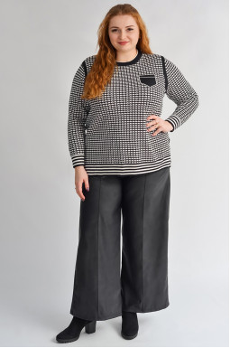 Черные широкие брюки из экокожи больших размеров