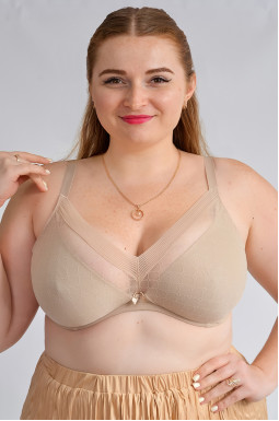 Бюстгальтер с геометрической фактурой и прозрачным верхом больших размеров