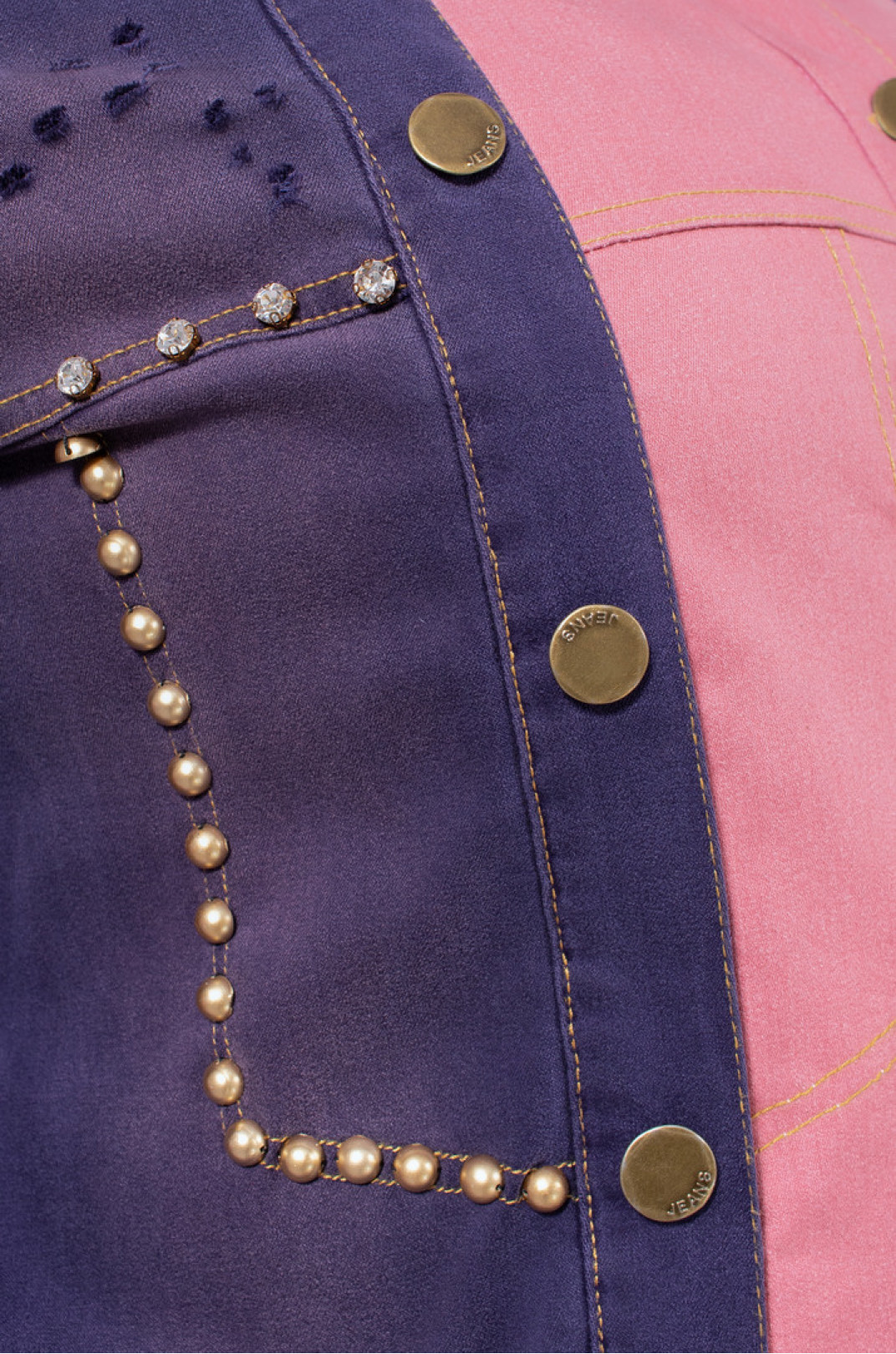 Двухцветная котоновая куртка с декором батал