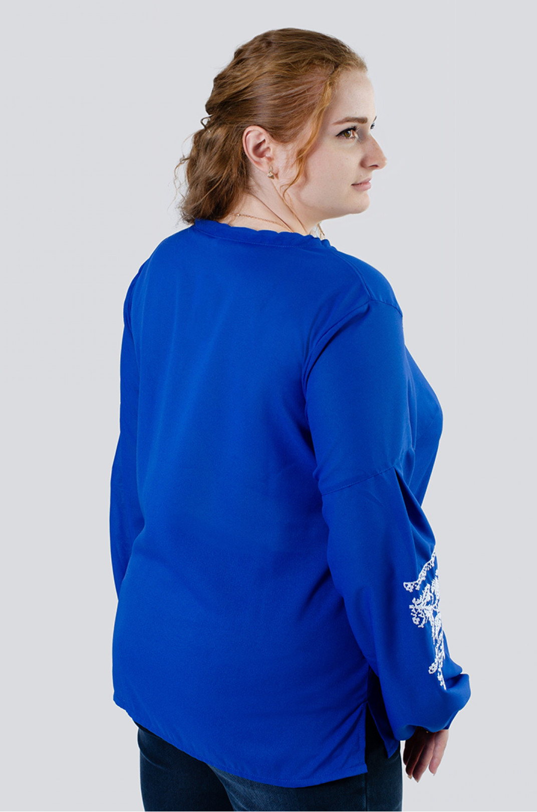Вишиванка-блуза креп шифон в кольорах  батал