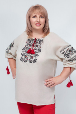 Украинская льняная вышиванка блуза супер батал