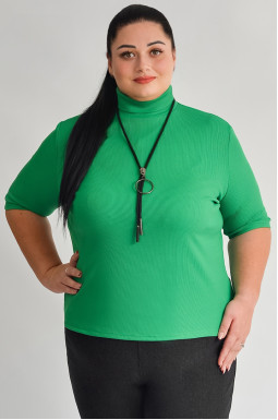 Гольф из трикотажа рубчик с укороченным рукавом больших размеров